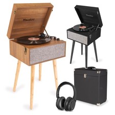 Audizio Fremont Retro Table Record Player with Stand, Bluetooth Output and USB