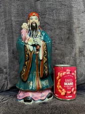 Large 12" 30cm Vintage Chinese Porcelain Holy Spirit Man Buddha Figurine