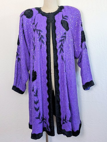 Vintage purple sequin - sequin, silk