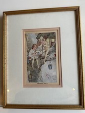 Antique framed print from Peter Pan and Wendy by Mabel Lucie Attwell early 20c