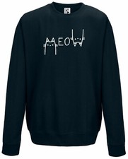 Cute Cat Meow Sweatshirt Jumper Cat lover Gift Present  Adults & Kids sizes