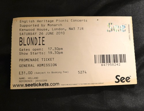 Old concert ticket - ticket, blondie