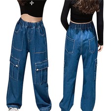 Kids Girls Jeans Elastic Waist
