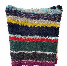 Handmade Boho Rag Rug Pillow