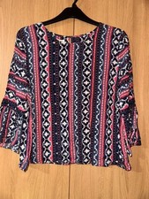 Monsoon Boho Print Blouse Size