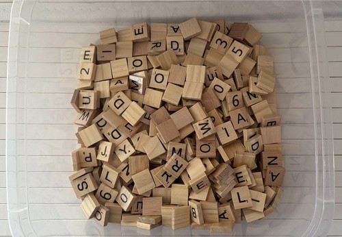 Wooden scrabble tiles - wooden,