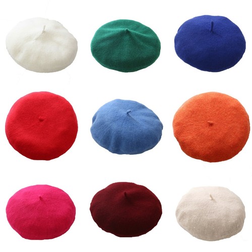 Wool blend beret - wool, plain
