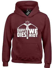 DARYL DIES WE RIOT HOODY HOODIE CROSS BOW ZOMBIE KILLER RICK WALKING DEAD TOP