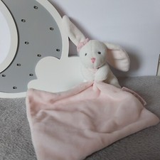 Doudou et compagnie Baby White pink dou dou Comforter Bunny Rabbit  Soft Toy 