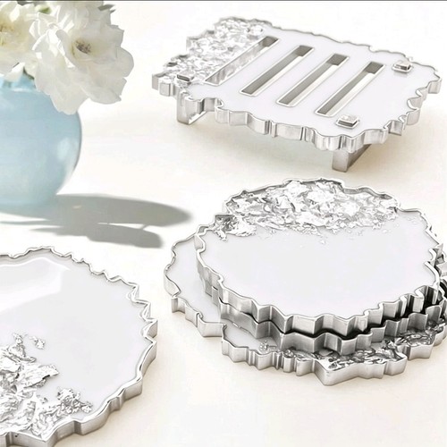 White resin coasters - white, 4