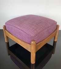 Vintage Ercol Golden Dawn Renaissance Foot Stool Purple Fabric Top VGC