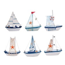 6 Pcs Wooden Sailboat Model