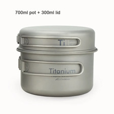 Ultralight Titanium Camping Cookware Set Folding Handle Pan & Bowl Outdoor Gear