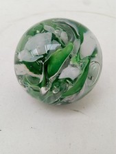 Langham Glass House Green White Art Glass Paperweight Orb