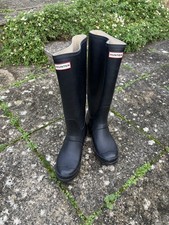 Hunter Wellington Boots Women UK Size 7 EU41 Black Hardly Worn With original Box