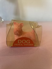 VTG 1980s Novelty Eraser - Pink Dog Sealed in Box - Gomme Gommine Rubber