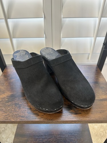 Black suede clogs wooden - black,