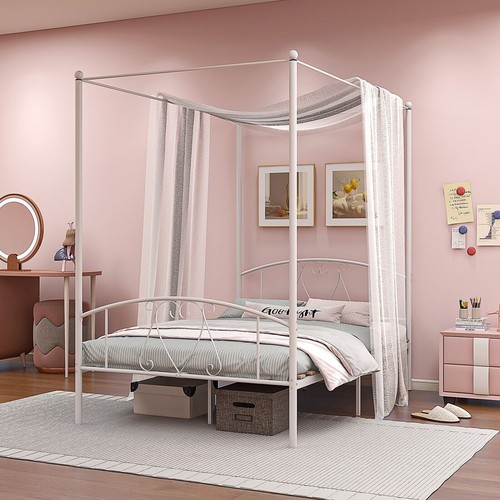 Double size metal canopy bed - size,
