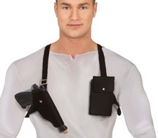 Uncharted FBI Tactical Shoulder Holster with Gun & Pouch Fancy Dress Accessory