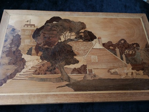 Large vintage 1970s marquetry - vintage,