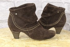 BROWN SUEDE MID HEEL PULL ON ANKLE BOOTS SIZE 7 / 40 BY PIKOLINOS GOOD USED CON