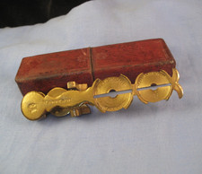 HARRISON ANTIQUE BRASS SOVEREIGN COIN BALANCE POCKET SCALES GAUGE BOXED