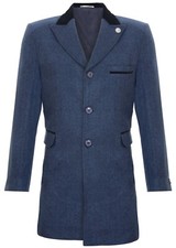 Mens 3/4 Long Navy Crombie