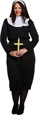 Ladies Plus Size Nun Costume Religious Church Halloween Fancy Dress Outfit