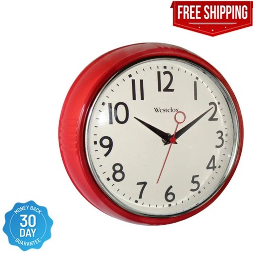 Red retro wall clock - 9.5, |