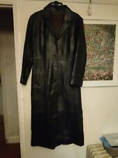 Black Leather SARDAR Trench Coat Womens  - 100% leather mint condition 12-14 / L