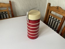 Vintage Original Vacco Thermos ,chunky Red And White Stipend Thermos Flask