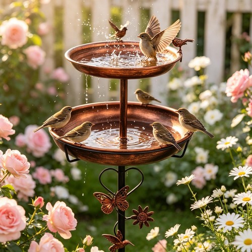 Cast iron 118cm tall - bird, bath