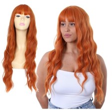 Ginger Wavy Long Wig Heat Resistant Fashionable Glue Less Cosplay Fringe