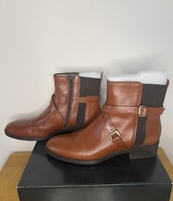 Dune Tan Brown Leather Ankle Boots EU41 / UK7.5/8