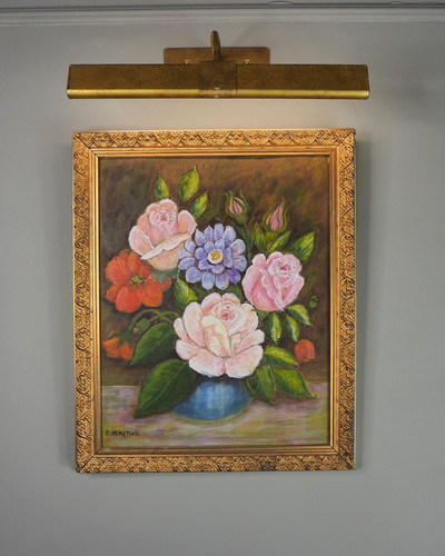 Vintage floral oil painting - vintage,