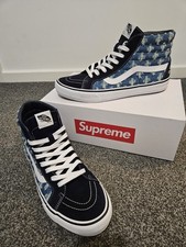 VANS Supreme x Sk8- High Blue Hole Punch Denim Excellent Condition/boxed Size 11