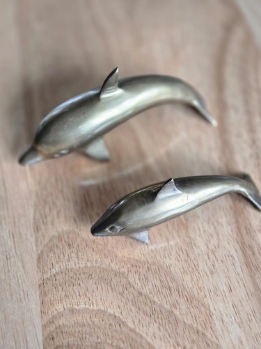 Vintage brass dolphin figure - dolphin,