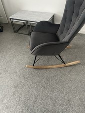 Upholstered Velvet Rocking Chair Accent Relaxing Leisure Arm Chairs Padded Seat