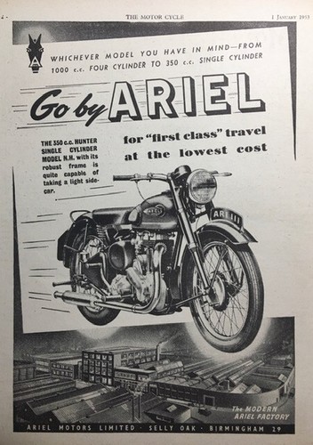 Ariel hunter 350cc model h - hunter,