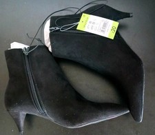 Ladies Black Faux Suede Kitten Heel Ankle Boots Size 37 Size 4  NEW