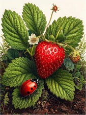 Tile Mural Ladybug Strawberry