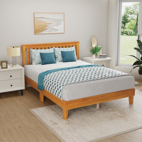 Wood platform bed frame solid - wood,