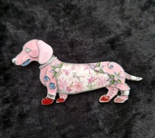 Dachshund Sausage Dog Brooch Vintage Inspired Jewellery Gift Pink