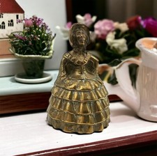 Vintage Hand Bell  Crinoline Lady Brass Hand Table Bell 8cm Tall. VGC