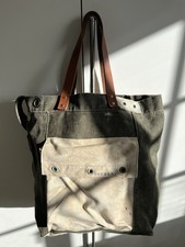 Original Custom Made Vintage US Army Surplus Canvas / Leather Tote Bag