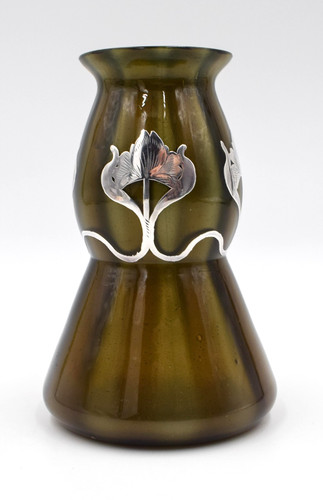 Loetz art glass vase brown - loetz,