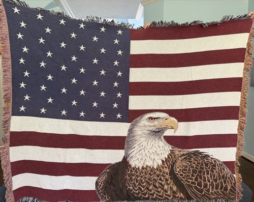 American flag bald eagle woven - american,