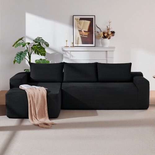 Black cloud sectional couch - black,