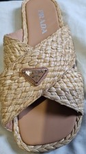 Beige prada raffia - beige, slides