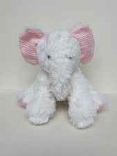 Tesco white toy elephant F&F comforter 6" pink stripe ears paws